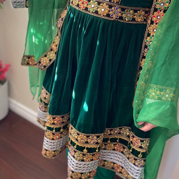 New Green Afghan Nikkah Dress - Picture 2 of 5